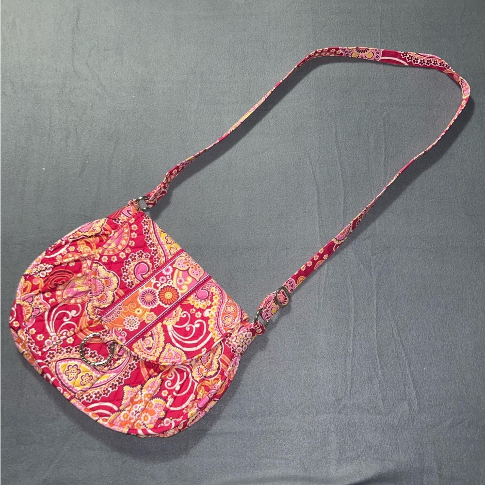 Vera Bradley Saddle Up Crossbody Purse- Raspberry Fizz Print